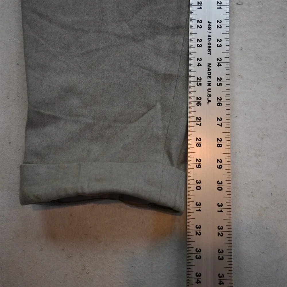 Vtg 1940s 1950s 30x32 Gray Flannel Wool High Waist Pleated‎ Baggy Dress Pants
